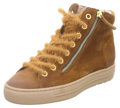 Produktbild von Paul Green Damen sportiver High-Top Sneaker aus Velour in Braun mit seitlichem Reißverschluss