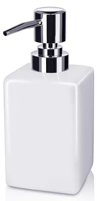 Obrázok produktu pre Keramický dávkovač mydla, štvorcový, 320 ml, biely, s možnosťou dopĺňania