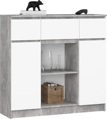 Image de Commode à tiroirs et portes JUNIPER - béton / blanc
