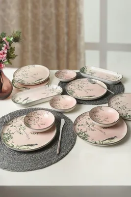 Obrázok produktu pre Keramika sada riadu - Pink Woods - 12 kusov - 6 osôb - kamenina