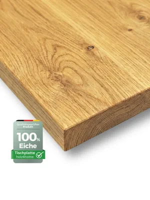 Produktbild von holz4home® Tischplatte Echtholz Eiche I 180 x 85 x 4 cm LxBxH I Esstisch-Platte Schreibtischplatte I Massivholz ohne Baumkante