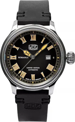 Produktbild von Herrenuhr schwarz mit Lederarmband – UMF Ruhla Modell: 1558-2