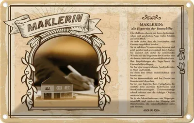 Produktbild von vianmo Blechschild 20x30 cm Maklerin Beruf Arbeit