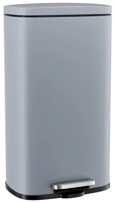 Image de Poubelle Clevich pour cuisine, 30 litres, en acier, poubelle à pédale, couleur grise