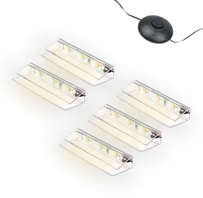 Produktbild von kalb | LED Glaskantenbeleuchtung Clip Set 3000K/5000K Transparent Plug & Play 5er Set warmweiß