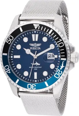 Obrázek produktu pro Invicta Pro Diver 47173 Pánské Hodinky - Quartz Hnutí - Nerezová Ocel s Modrým Ciferníkem - 43 mm