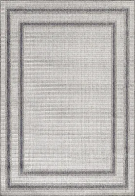 Image de Tapis de couloir résistant aux intempéries, couleur crème, dimensions 80x250 cm, avec motif de bordure