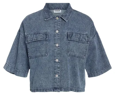 Produktbild von Noisy May Jeanshemd Damen NMENZA S/S REG CROP SHIRT MG004MB NOOS blau S