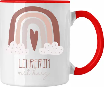 Produktbild von Trendation - Lehrerin Tasse Geschenk Danke Kaffeetassse Geschenkidee für Klassenlehrerin mit Herz Spruch (Rot)