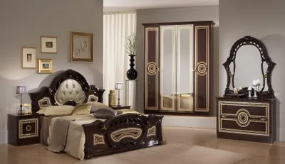 Produktbild von Schlafzimmer Italienische Möbel Set Luxus Chesterfield 6tlg. Bett Betten Schrank