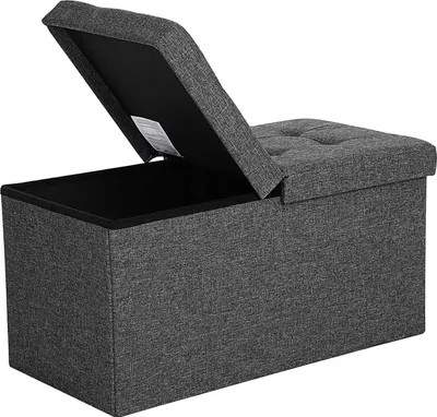 Immagine prodotto di pouf portaoggetti pieghevole da 80L con coperchio ribaltabile, capacità di carico di 300 kg