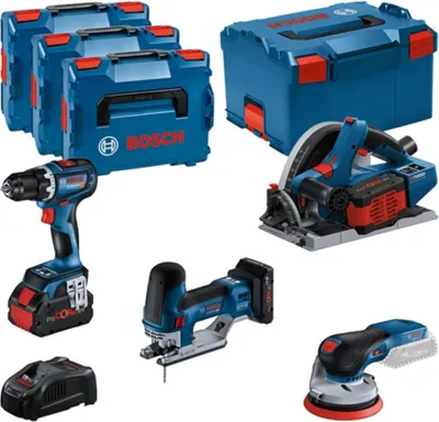 Zdjęcie produktu dla Bosch Zestaw narzędzi 18V wiertarko-wkrętarka szlifierka piła lampa
