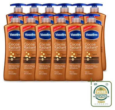 Produktbild von 12 x Vaseline Cocoa Radiant Bodylotion - Intensiv pflegend - 600 ml - Vorratspackung - 12 Stücke