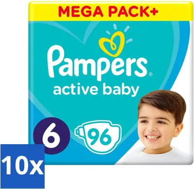 Image de Pampers - Active Baby - Couches - Taille 6 (13-18 kg) - Extra Large - 96 couches - Pack économique - 10 pièces
