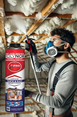 Produktbild von POLYNOR PUR-Wärmedämmung in der Dose PRO - Set - 24 Schaumstoffe - Sprühbare Wärmedämmung - Dämmung von Wänden, Dächern, Decken, Rohren - Aerosol 750 ml