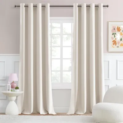 Immagine prodotto di Tende extra lunghe per il soggiorno - Opache, color beige chiaro, 270 x 140 cm, set di 2