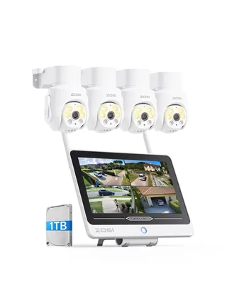 A security camera system with a monitor and a hard drive, displayed against a white background.