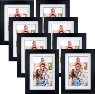 Obrázek produktu pro Sada obrazových rámů černá 10x15 cm na fotografie na stěnu stůl obývací pokoj kancelář