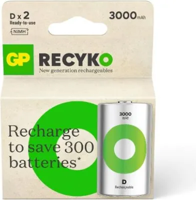 Image de Batterie D R20 5700 mAh NiMH 1,2 V GP ReCyko+ B2