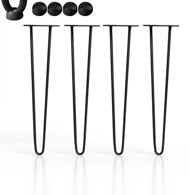 Produktbild von Mucola Tischbeine 4er Set Hairpin Leg Haarnadelbeine Tischgestell Tisch Tischkufen Esstisch Tischbein - Schwarz 2 Streben 71CM