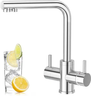 Obrázek produktu pro Čtyřcestná kuchyňská baterie, otočná o 360°, 2 rukojeti, chrom