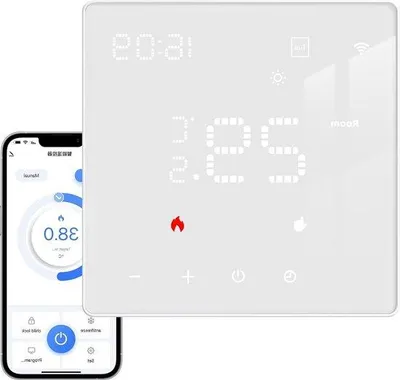 Immagine prodotto di Termostato per riscaldamento a pavimento ad acqua 3A Tuya: termostato digitale intelligente Wi-Fi per ambienti - compatibile con Alexa e Google Home - bianco