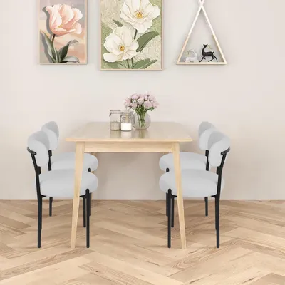 Produktbild von Esszimmerstühle Set (4 St),Küchenstuhl Polsterstuhl Wohnzimmerstuhl,Sitzfläche aus Teddy Samt,Ergonomisches Design,für Esszimmer und Wohnzimmer Grau