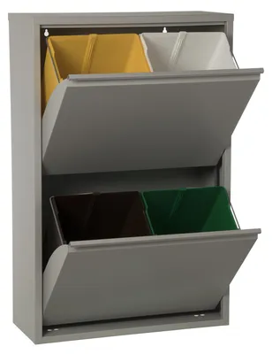 Produktbild von DONREGALOWEB Mülleimer aus Metall, 4 Eimer, Perlmutt, 92 x 60 x 25 cm
