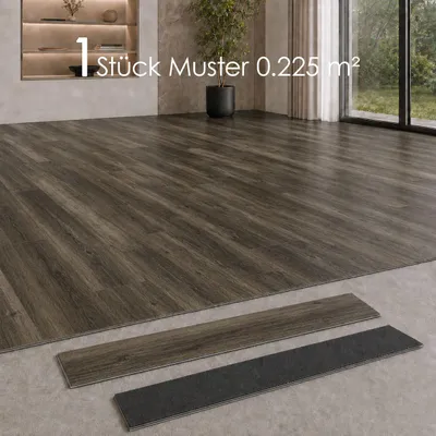 Produktbild von SPC Rigid Vinylboden 5mm Klick wasserfest mit Trittschalldämmung Holzoptik für Küche Bad Wohnzimmer Flur