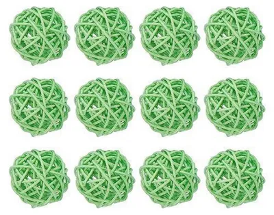 Immagine prodotto di Sfere decorative in rattan, colore verde smeraldo, diametro 3 cm, confezione da 12 pezzi