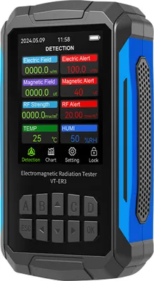 Obrázek produktu pro VT-ER3 Detektor elektromagnetického záření 5 v 1 Komplexní radiofrekvenční detektor elektrického pole Magnetické pole Síla magnetického pole Teplota Vlhkost Tester s přizpůsobitelným nastavením