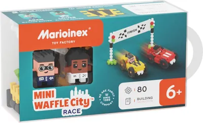 Produktbild von Marioinex Bausteine Rennwagen Set - Mini Waffle - 80 Stück - Lernspielzeug