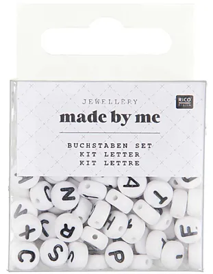 Produktbild von Buchstaben-Perle Rund Schwarz-Weiss Ca. 165 Stück