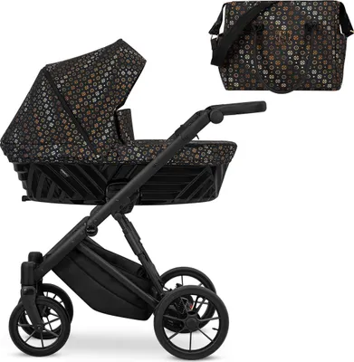 Immagine prodotto di Passeggino Kunert IVENTO 2in1 in stile nero con telaio nero e ampia dotazione di accessori
