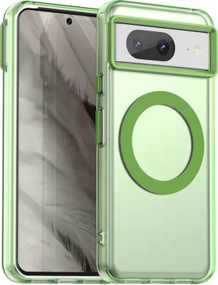 Image de Étui magnétique pour Google Pixel 8, étui antichoc fin mat et translucide Vert