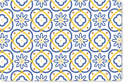 Produktbild von MuchoWow® Mauspad Mousepad Blume - Blau - Gelb - Kacheln - Muster 27x18 cm - Mousepads - Maus Mat - Pad - Mausunterlage - Büroartikel - Desk Matten