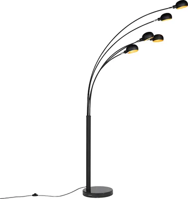 Zdjęcie produktu dla Designerska lampa podłogowa czarna 5-światłowa - Sixties Marmo