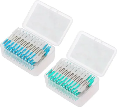 Produktbild von 200 doppelköpfigen weichen silikon interdentalbürste interdentalbürste dental Stange zahnstocher interdentalbürste