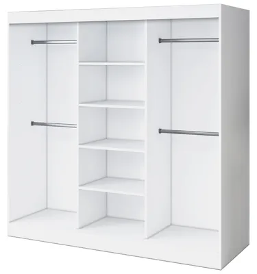 Produktbild von Offener Kleiderschrank – 200 x 200 cm – mattweiß – Kleiderschrank ohne Türen TROY – mit 4 Einlegeböden – mit 4 Kleiderstangen