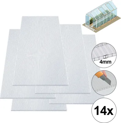 Produktbild von Jopassy Doppelstegplatten Polycarbonat Hohlkammerstegplatten 4mm Hohlkammerplatten Stegplatten Gewächshaus 14x