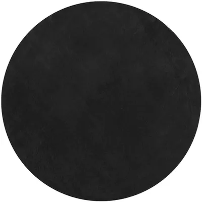 Produktbild von Runder Teppich HUARTE Kurzflor - Weicher Kurzflorteppich in Felloptik für Wohnzimmer und Schlafzimmer, Schwarz, Ø 200 cm, 100% Polyester, Strapazierfähiger Bodenteppich