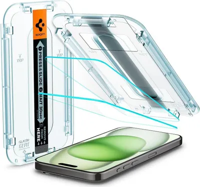Produktbild von Spigen 2x Displayschutz fr iPhone 16 Plus / 15 Plus Schutzglas Panzerfolie