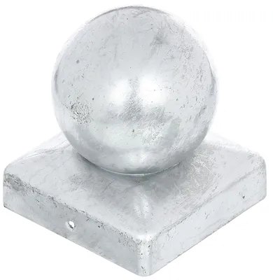 Image de Alberts 843090 Capuchon de poteau pour poteau en bois, avec tête sphérique, galvanisé à chaud, 90 x 90 mm, 6 pièces