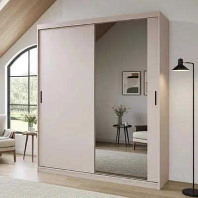 Produktbild von Kleiderschrank MIRANO 200x215 cm Kaschmir Schwebetürenschrank Beige Groß