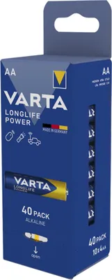 Produktbild von VARTA Batterie Alkaline, Mignon, AA, LR06, 1.5V Longlife Power, High Energy, Retail Box (40-Pack) (04906 121 154)