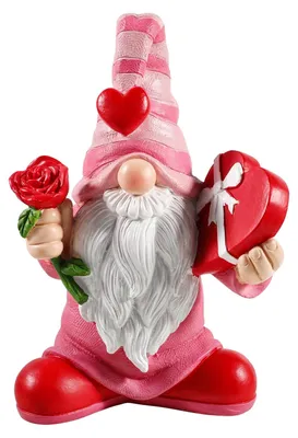 Valentinstag-Wichtel, 18 cm, Harz, rosa, Tischdeko, Geschenk für Paare