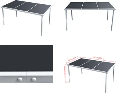 Produktbild von vidaXL Garten Esstisch 150 x 90 x 74 cm Schwarz - Gartentisch - Gartentische - Esstisch - Esstische