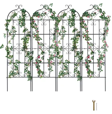 Immagine prodotto di VEVOR traliccio per piante rampicanti, 51 x 180 cm, traliccio in 4 parti in acciaio inox per fiori da giardino, traliccio per rose, supporto per cetrioli, decorazione del cortile e del prato
