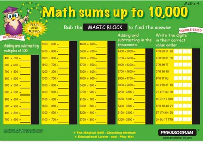 Produktbild von TimeTEX Zaubertafel "Mathematik" Englisch Zahlenraum bis 100.000