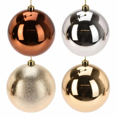 Produktbild von 4 x Weihnachtskugeln aus Kunststoff Ø 18 cm - bruchfest - Christbaumkugeln für Außen - Weihnachtsbaumkugeln wetterfest - Baumkugeln Kunststoff